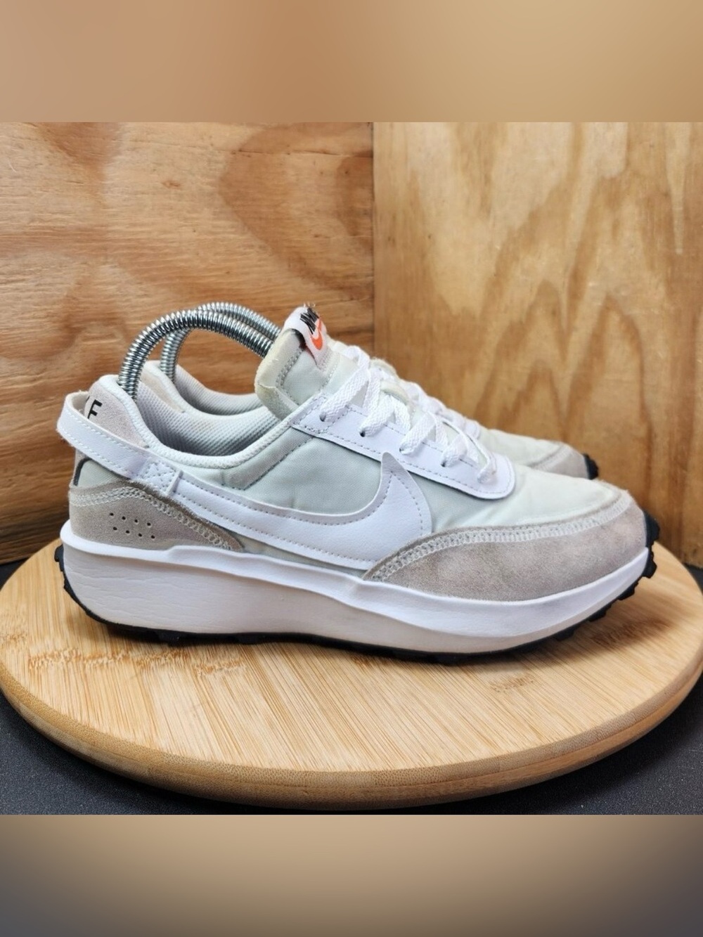 Nike White and Light Gray Waffle Debut  Sneaker